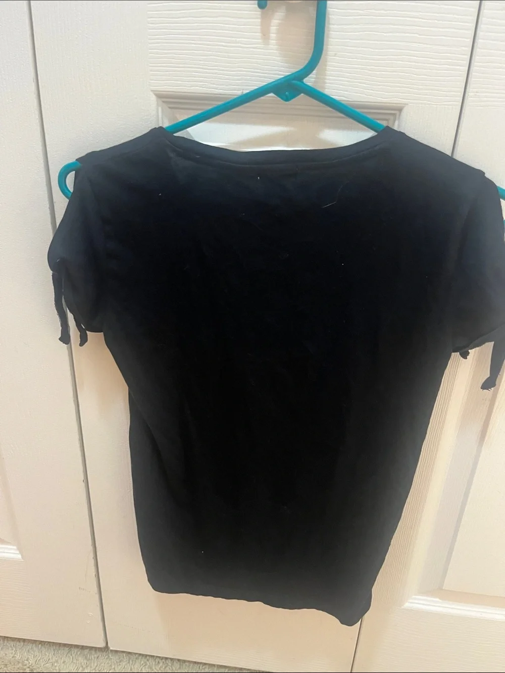 J. Crew Black Short Sleeve Tee with Tie Sleeve Detail